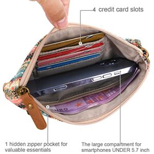 Lecxci Canvas Wristlets Bag Clutch Purses Wallet Slim Credit Card Holder Clutch with Removable Strap Cell Phone Wallet (Ethnic Style-3)