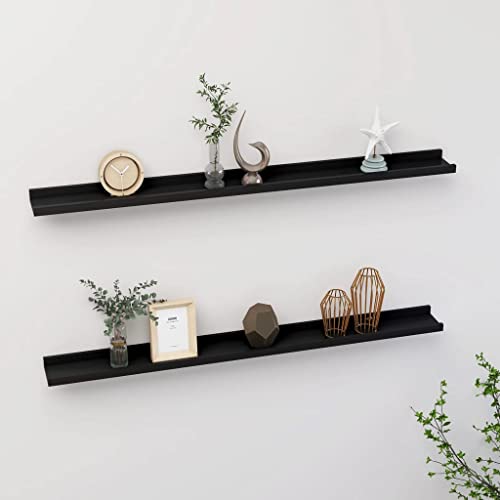 Wall Mounted Floating Shelves Wall Decor Storage Shelves Invisible Ledge Hanging Shelves Picture Frame Ledge Shelves Wall Shelves 2 pcs Black 39.4"x3.5"x1.2"