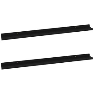 Wall Mounted Floating Shelves Wall Decor Storage Shelves Invisible Ledge Hanging Shelves Picture Frame Ledge Shelves Wall Shelves 2 pcs Black 39.4"x3.5"x1.2"