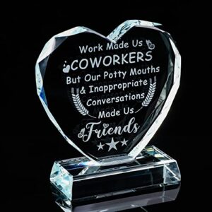 coworker gifts for women men, office crystal keepsake birthday christmas gifts for coworkers , farewell leaving going away goodbye new job retirement present idea for colleague employees friend