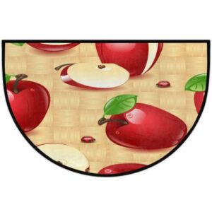 FengQuGou Red Apples Half Round Door Mat Indoor Entrance 24X36 Fruit Apple Semi Circle Floor Rug Non Slip Absorbent Bathroom Mats Half Moon Area Rugs for Kitchen Patio Fireplace Hearth Rugs