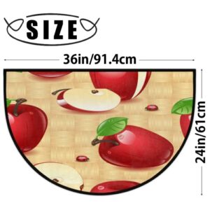 FengQuGou Red Apples Half Round Door Mat Indoor Entrance 24X36 Fruit Apple Semi Circle Floor Rug Non Slip Absorbent Bathroom Mats Half Moon Area Rugs for Kitchen Patio Fireplace Hearth Rugs