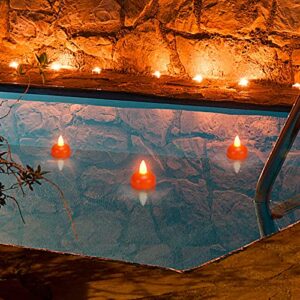 Zonon 20 Pcs Flameless Floating Candles Waterproof Floating Tealights Candles Warm Orange LED Flickering Candles Decor for Centerpiece Pool Wedding Party Bathtub Dinner