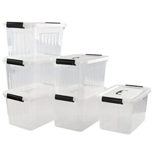 saedy 12 quart latching storage box, 6 pack, plastic storage box bin
