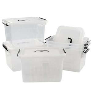 Saedy 12 Quart Latching Storage Box, 6 Pack, Plastic Storage Box Bin