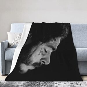 post malone blanket black soft throw blanket lightweight cozy microfiber flannel throw blanket for bed couch chair living room post malone merch fan gift 80×60 in