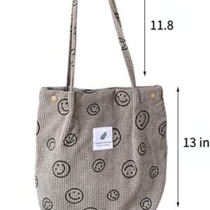 Corduroy Tote Bag Aesthetic Tote Bags for School Cute Tote Bags Teen Girls Trendy Stuff (Beige)
