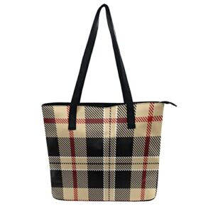 fashion hobo handbags with zipper large capacity satchel tote bag for women casual shoulder bag soft leather purse compatible with tartan plaid pattern
