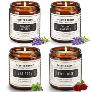 4 pack candles gifts for women, lavender candle sets for women gifts, 28 oz 200 hour long lasting candles, sage candles for home scented, aromatherapy candles gift set for family and friends