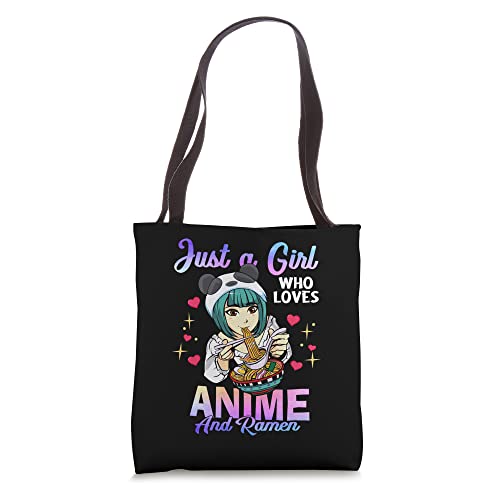 Just a Girl Who Loves Anime and Ramen Bowl Panda Girl Teen Tote Bag