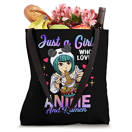 Just a Girl Who Loves Anime and Ramen Bowl Panda Girl Teen Tote Bag