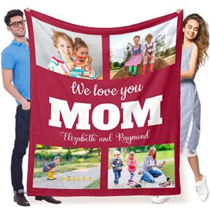 zivodoon we love you mom 4 photos mother’s day best gift custom collage blanket with picture upload best gifts for mom,bed blanket presents to dear mom gifts for mom