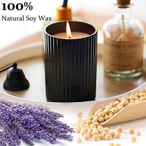 Scented Candles for Home: Lavender Eucalyptus Soy Candle Gifts for Men Women, Fall Aromatherapy Candles Clearance Stress Relief Christmas Black Jar Candle with Cotton Wick 6.4 Oz 36 Hours Long Burning