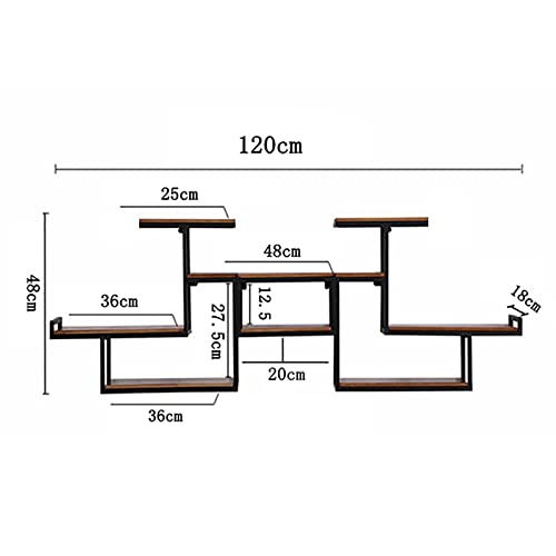 TAUODUYY Wall Shelf, Wall Mounted Bookshelf, Living Room Sofa Back Wall Display Shelf, Creative Red Wine Cabinet, Solid Wood Partition + Iron Decoration (Color : A)