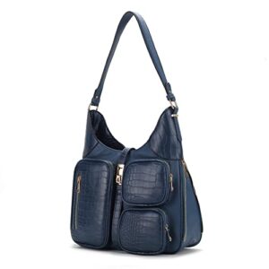mkf collection shoulder bag for women, handbag purse top-handle hobo bag crocodile-embossed vegan leather purse
