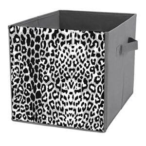 black and white leopard print collapsible cubes storage bins closet organizer baskets foldable organization boxes with dual handles