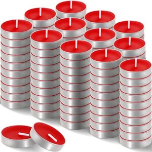 200 pcs tea lights candles smokeless tealight candles mini tealight candles dripless candles bulk for dinner party home decoration wedding centerpiece birthday valentine’s day (red)