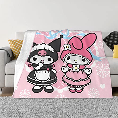 Anime Blanket for Couch Pink Cute Super Soft Throw Blanket for Bed Sofa Kawaii Lightweight Cozy Plush Blanket for Women Girls