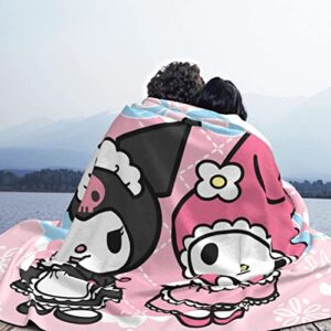 Anime Blanket for Couch Pink Cute Super Soft Throw Blanket for Bed Sofa Kawaii Lightweight Cozy Plush Blanket for Women Girls