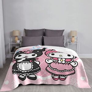 Anime Blanket for Couch Pink Cute Super Soft Throw Blanket for Bed Sofa Kawaii Lightweight Cozy Plush Blanket for Women Girls