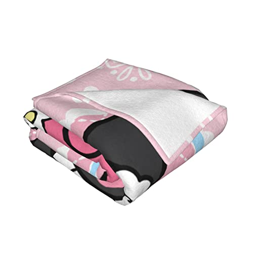 Anime Blanket for Couch Pink Cute Super Soft Throw Blanket for Bed Sofa Kawaii Lightweight Cozy Plush Blanket for Women Girls