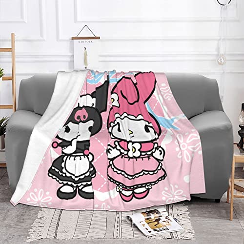 Anime Blanket for Couch Pink Cute Super Soft Throw Blanket for Bed Sofa Kawaii Lightweight Cozy Plush Blanket for Women Girls