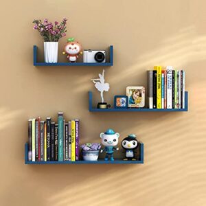 jdmtm floating shelves floating shelves wall mounted set of 3 rustic wood shelves for wall storage for bedroom bathroom living room kitchen laundry room storage & decoration 11.8in，15.7in，23.6in blue