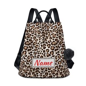 suabo leopard cheetah print animal custom backpack purse for women, anti theft personalized name shoulder bag fashion ladies travel bags