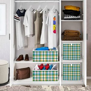 Kigai Storage Basket Rainbow Tartan Glen Plaid Foldable Storage Bin 15.8 x 10.6 x 7 Inches Cube Storage Baskets Box for Shelves Closet Laundry Nursery Bedroom Home Decor