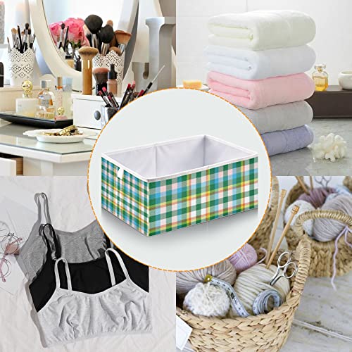 Kigai Storage Basket Rainbow Tartan Glen Plaid Foldable Storage Bin 15.8 x 10.6 x 7 Inches Cube Storage Baskets Box for Shelves Closet Laundry Nursery Bedroom Home Decor