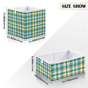 Kigai Storage Basket Rainbow Tartan Glen Plaid Foldable Storage Bin 15.8 x 10.6 x 7 Inches Cube Storage Baskets Box for Shelves Closet Laundry Nursery Bedroom Home Decor