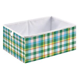 Kigai Storage Basket Rainbow Tartan Glen Plaid Foldable Storage Bin 15.8 x 10.6 x 7 Inches Cube Storage Baskets Box for Shelves Closet Laundry Nursery Bedroom Home Decor