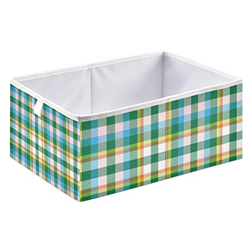 Kigai Storage Basket Rainbow Tartan Glen Plaid Foldable Storage Bin 15.8 x 10.6 x 7 Inches Cube Storage Baskets Box for Shelves Closet Laundry Nursery Bedroom Home Decor