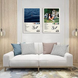 SZA Poster Home Decor Singer Music Ctrl Album SOS Cover Signed Limited Edition Canvas Wall Art Picture Print Bedroom Decorative Painting Souvenir Collection Gift (C,2P 8x12in Unframed)