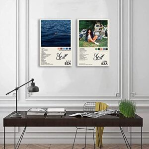 SZA Poster Home Decor Singer Music Ctrl Album SOS Cover Signed Limited Edition Canvas Wall Art Picture Print Bedroom Decorative Painting Souvenir Collection Gift (C,2P 8x12in Unframed)