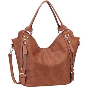 joyson women handbags hobo shoulder bags tote pu leather handbags fashion large capacity bags brown 1