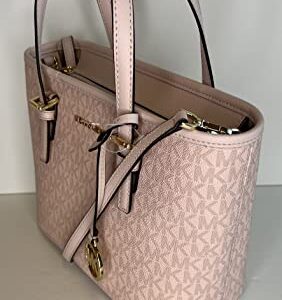 Michael Kors Jet Set Travel XS Carryall Convertible Top Zip Tote bundled with SM TZ Coinpouch and Purse Hook (DK Powder Blush)