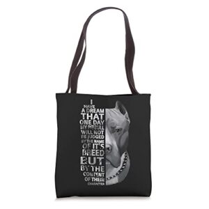 pitbull not judged by the name of its breed pittie mom dad tote bag