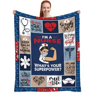 hk97 nurse blanket, nurse gifts for women, nurses, rn, nursing student, cool unique nurse practitioner graduation appreciation gifts, funny nurse retirement gifts, birthday gifts blankets 60″x50″