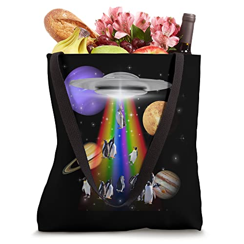 Penguin Lover Galaxy UFO Spaceship Funny LGBTQ Alien Tote Bag