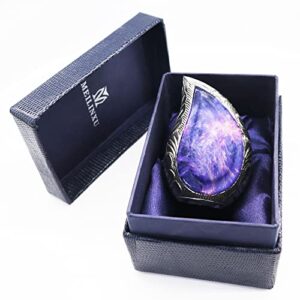 M MEILINXU Small Keepsake Urn for Human Ashes - Mini Cremation Urns for Ashes - Fits a Small Amount of Cremated Remains -Display Urn at Home or Office (Purple Starry Sky - Made of Brass Hand Engraved