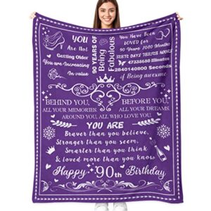 90th Birthday Gifts for Men, 90th Birthday Decorations Blanket for Men, Best 90th Birthday Gifts Ideas for Dad Grandpa Uncle, Soft Flannel Throw Blanket 90th Birthday Gifts for Her