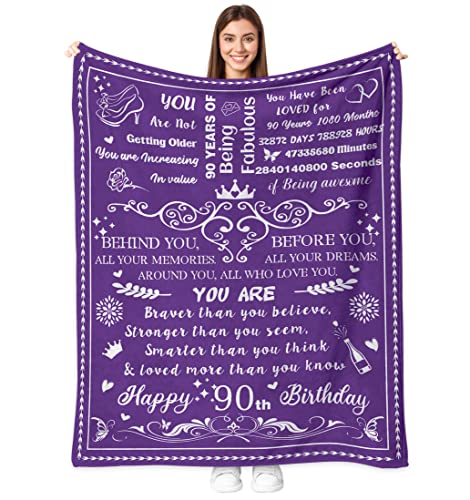 90th Birthday Gifts for Men, 90th Birthday Decorations Blanket for Men, Best 90th Birthday Gifts Ideas for Dad Grandpa Uncle, Soft Flannel Throw Blanket 90th Birthday Gifts for Her