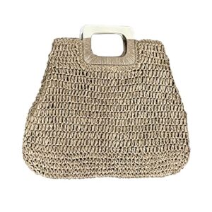 straw beach bag,women hobo summer woven large handbags straw tote bag (light brown)