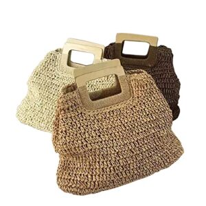 Straw Beach Bag,Women Hobo Summer Woven Large Handbags Straw Tote Bag (Light brown)