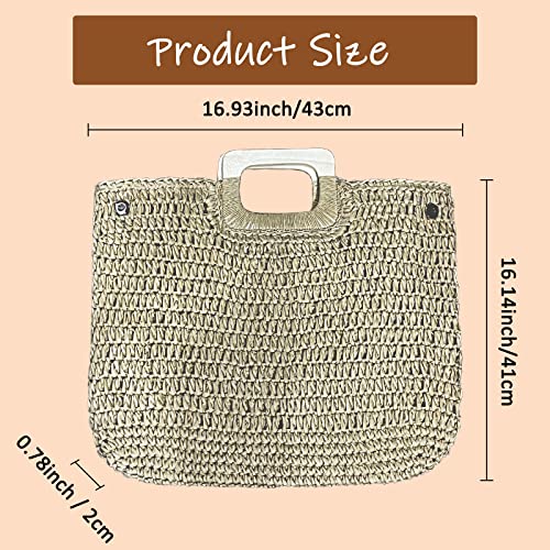 Straw Beach Bag,Women Hobo Summer Woven Large Handbags Straw Tote Bag (Light brown)