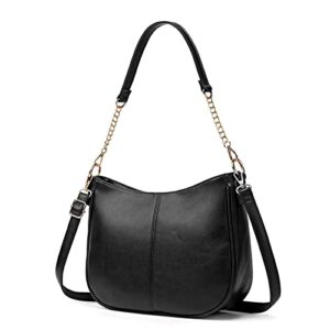 midaup underarm saddle shoulder bag vegan leather wallet handbag satchel crossbody bag for women (black)
