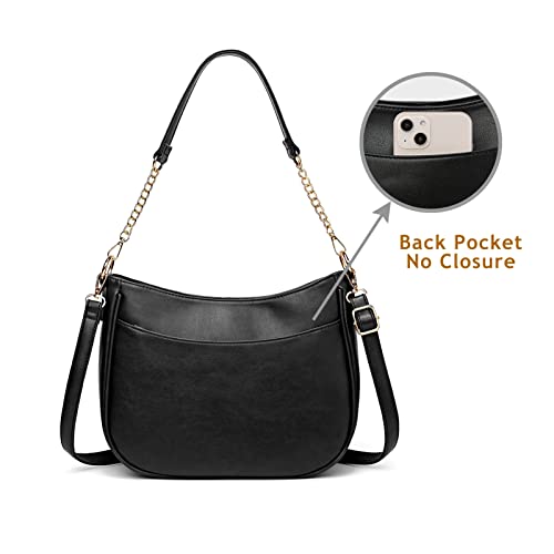 MIDAUP Underarm Saddle Shoulder Bag Vegan Leather Wallet Handbag Satchel Crossbody Bag for Women (Black)