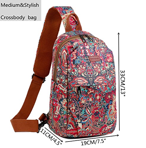 Women's Floral Sling Bag Crossbody Bag Shoulder Bag Pretty Backpack Purse for Women XB-19 (HS)