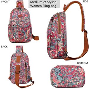 Women's Floral Sling Bag Crossbody Bag Shoulder Bag Pretty Backpack Purse for Women XB-19 (HS)